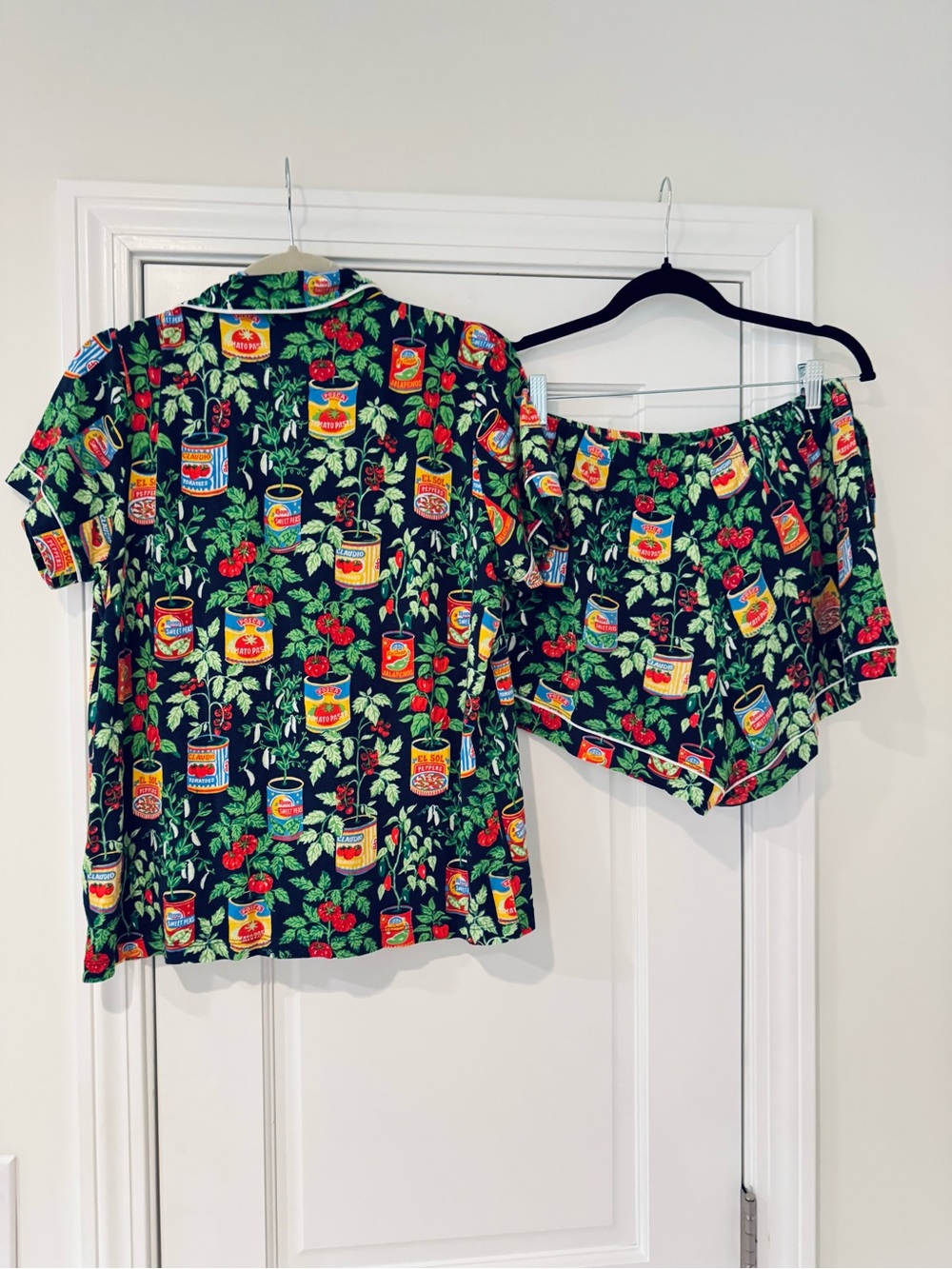 Printfresh Organic Pima Modal Knit Short PJ Set in Kitchen Garden, Size Small - Picture 6 of 6